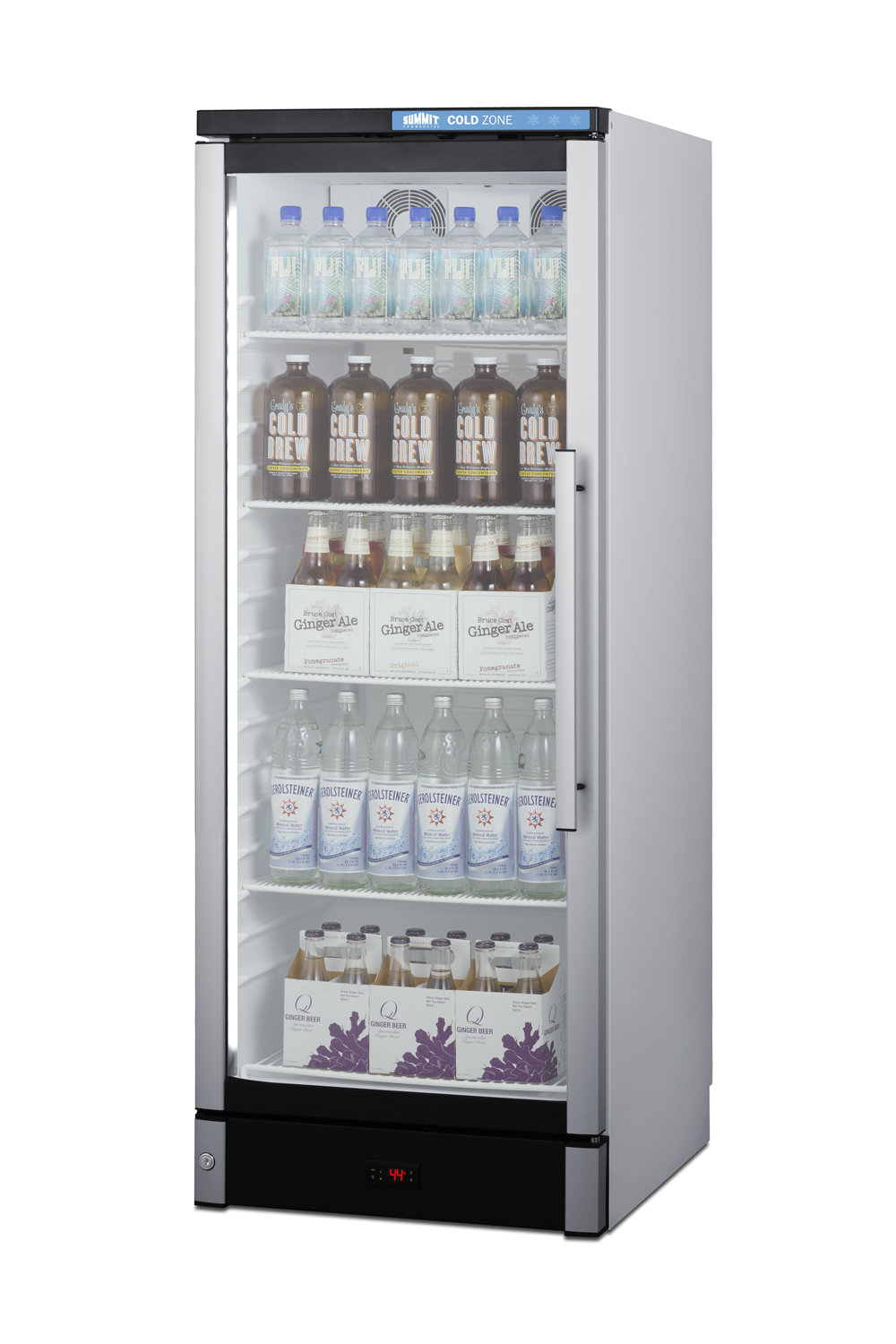 Commercial glass door beverage center with lock